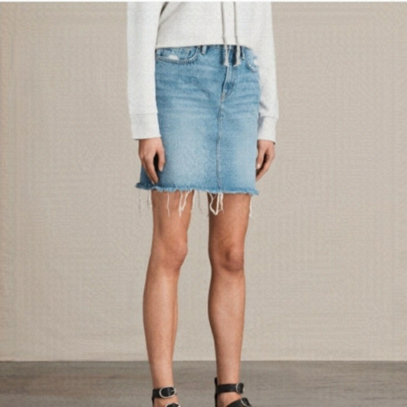 All Saints Dresses & Skirts - ALL Saints Kim distressed denim skirt size 6